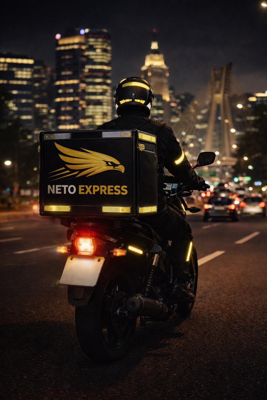 Motoboy com baú de entrega em São Paulo